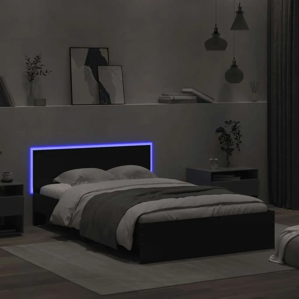 Bed Frame with Headboard and LED Black 135x190 cm 3207631