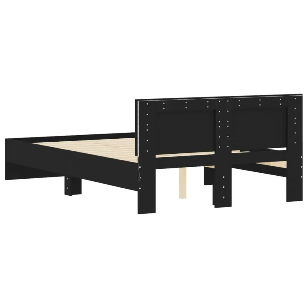 Bed Frame with Headboard and LED Black 135x190 cm 3207631