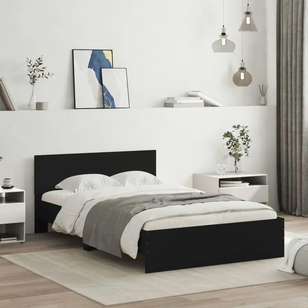 Bed Frame with Headboard and LED Black 135x190 cm 3207631