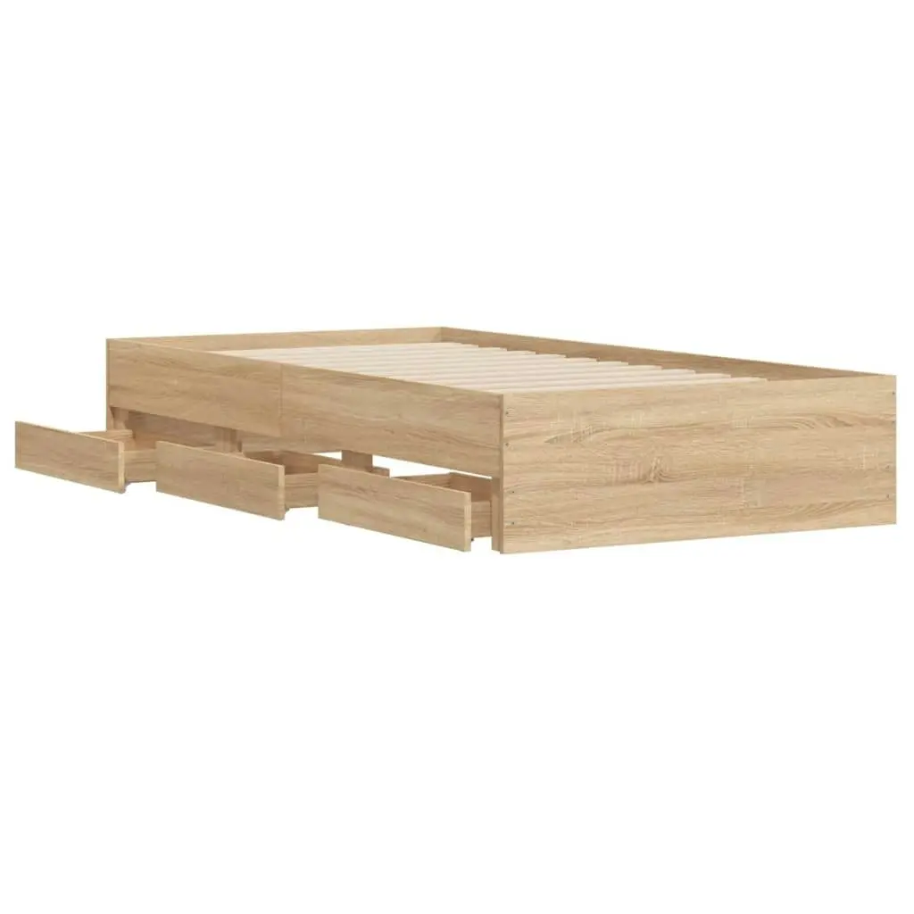 Bed Frame with Drawers Sonoma Oak 90x190 cm Engineered Wood 3207324