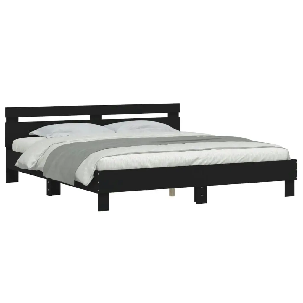 Bed Frame with LED without Mattress Black 183x203 cm King 3207526