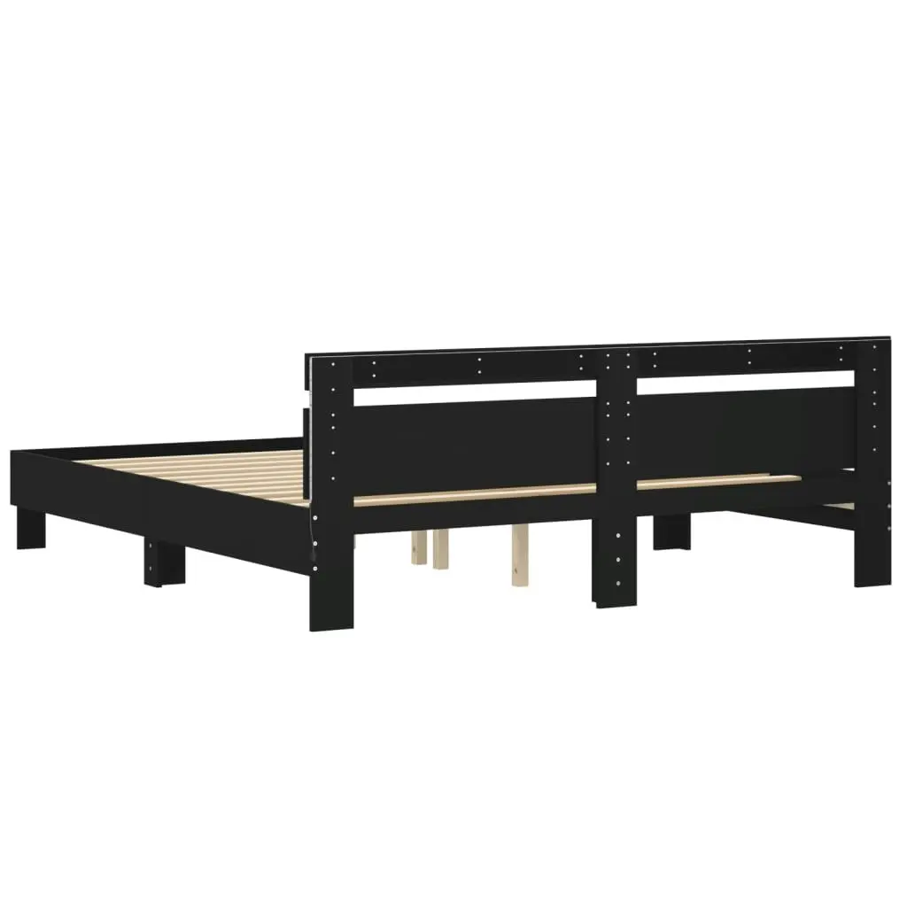 Bed Frame with LED without Mattress Black 183x203 cm King 3207526