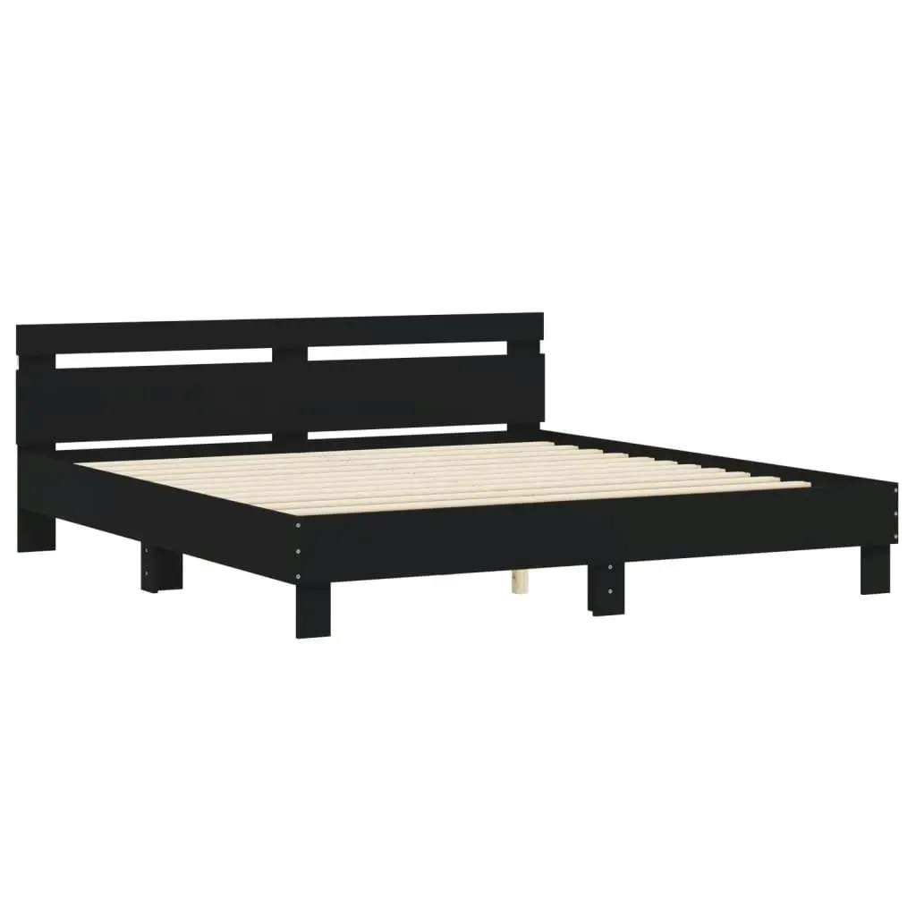 Bed Frame with LED without Mattress Black 183x203 cm King 3207526