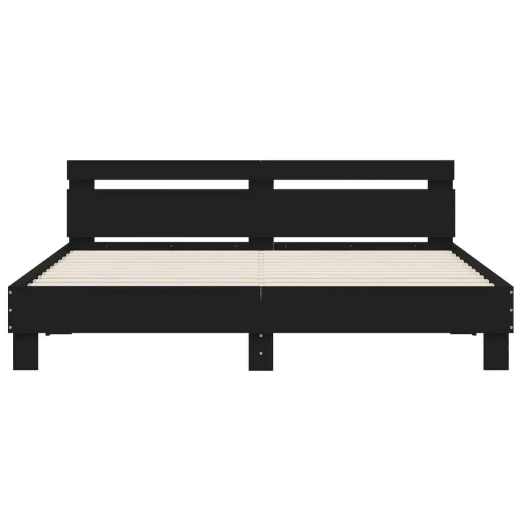 Bed Frame with LED without Mattress Black 183x203 cm King 3207526