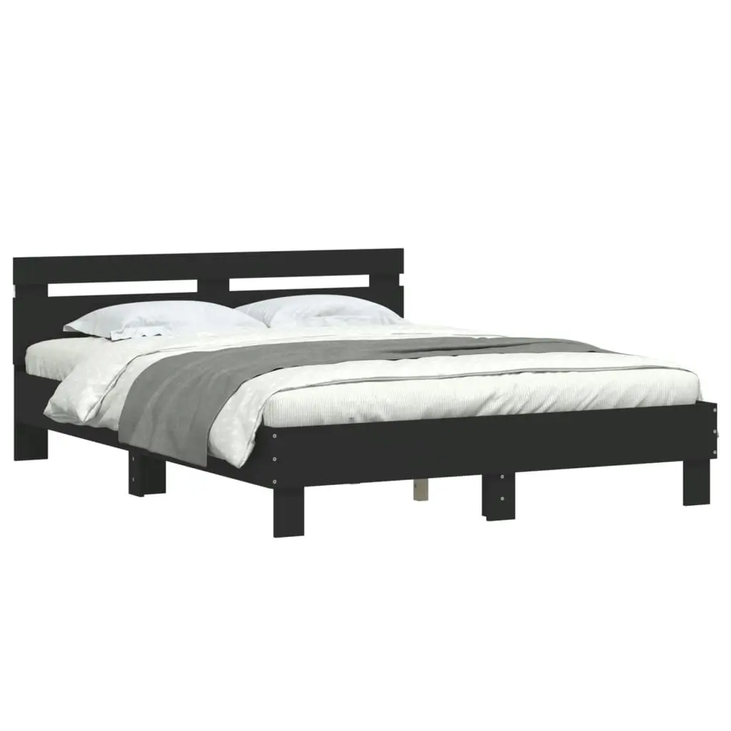 Bed Frame with Headboard and LED Black 150x200 cm 3207540