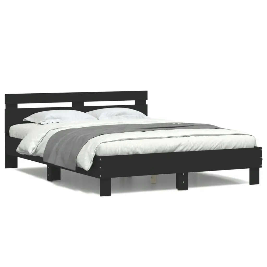 Bed Frame with Headboard and LED Black 150x200 cm 3207540