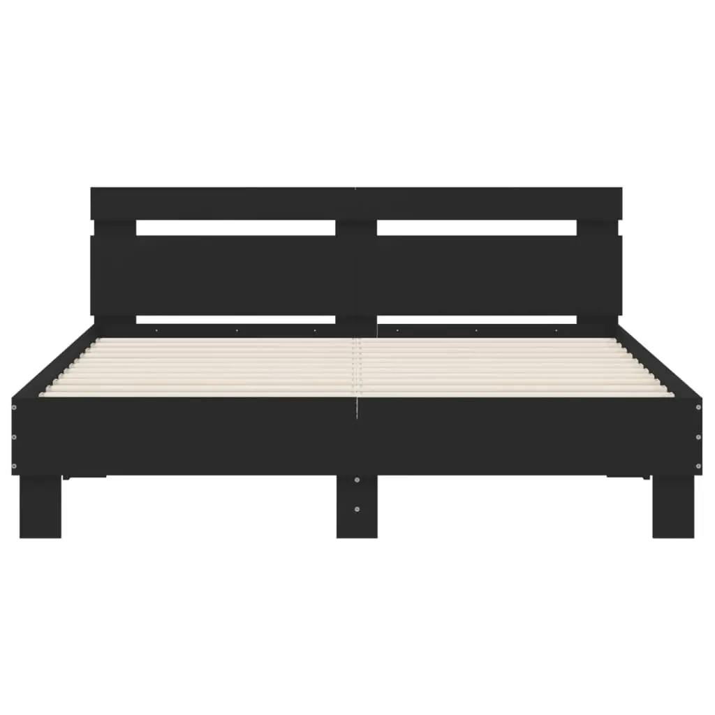 Bed Frame with Headboard and LED Black 150x200 cm 3207540