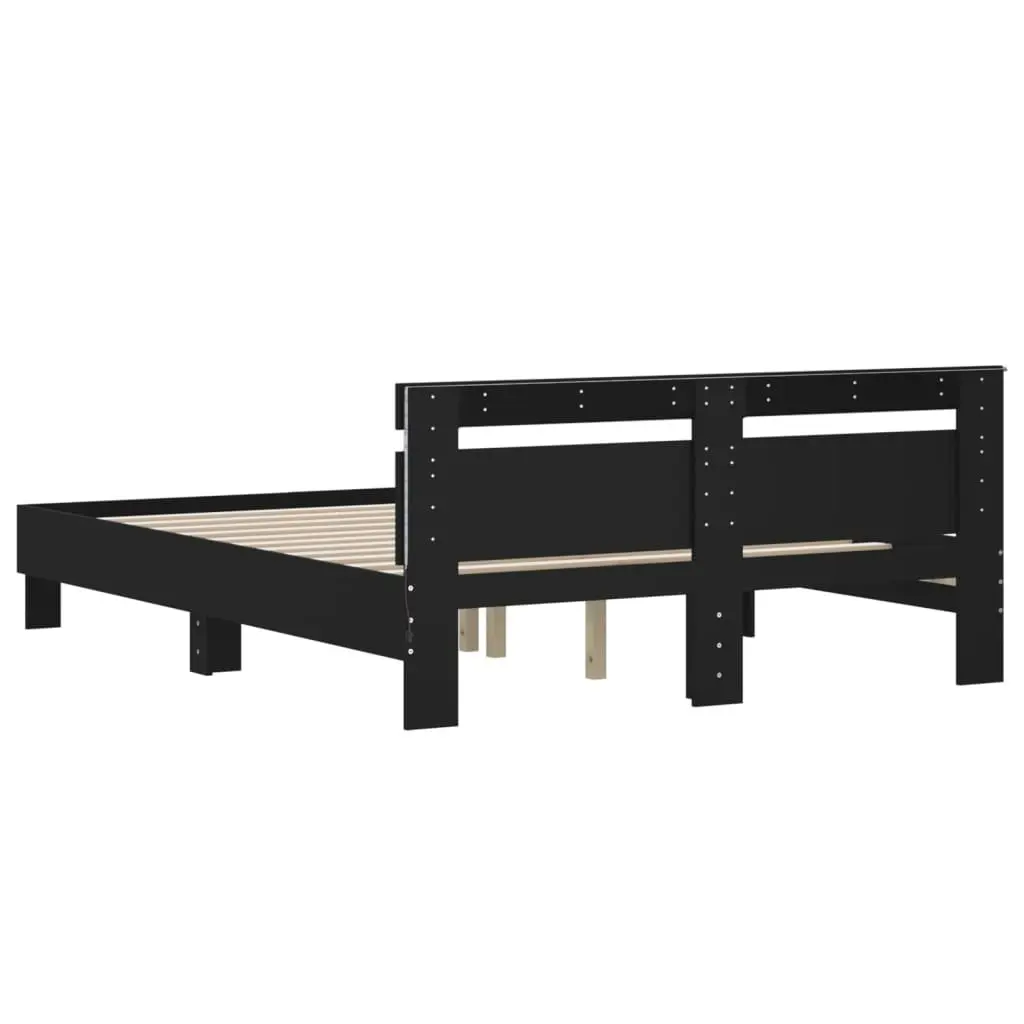 Bed Frame with Headboard and LED Black 150x200 cm 3207540