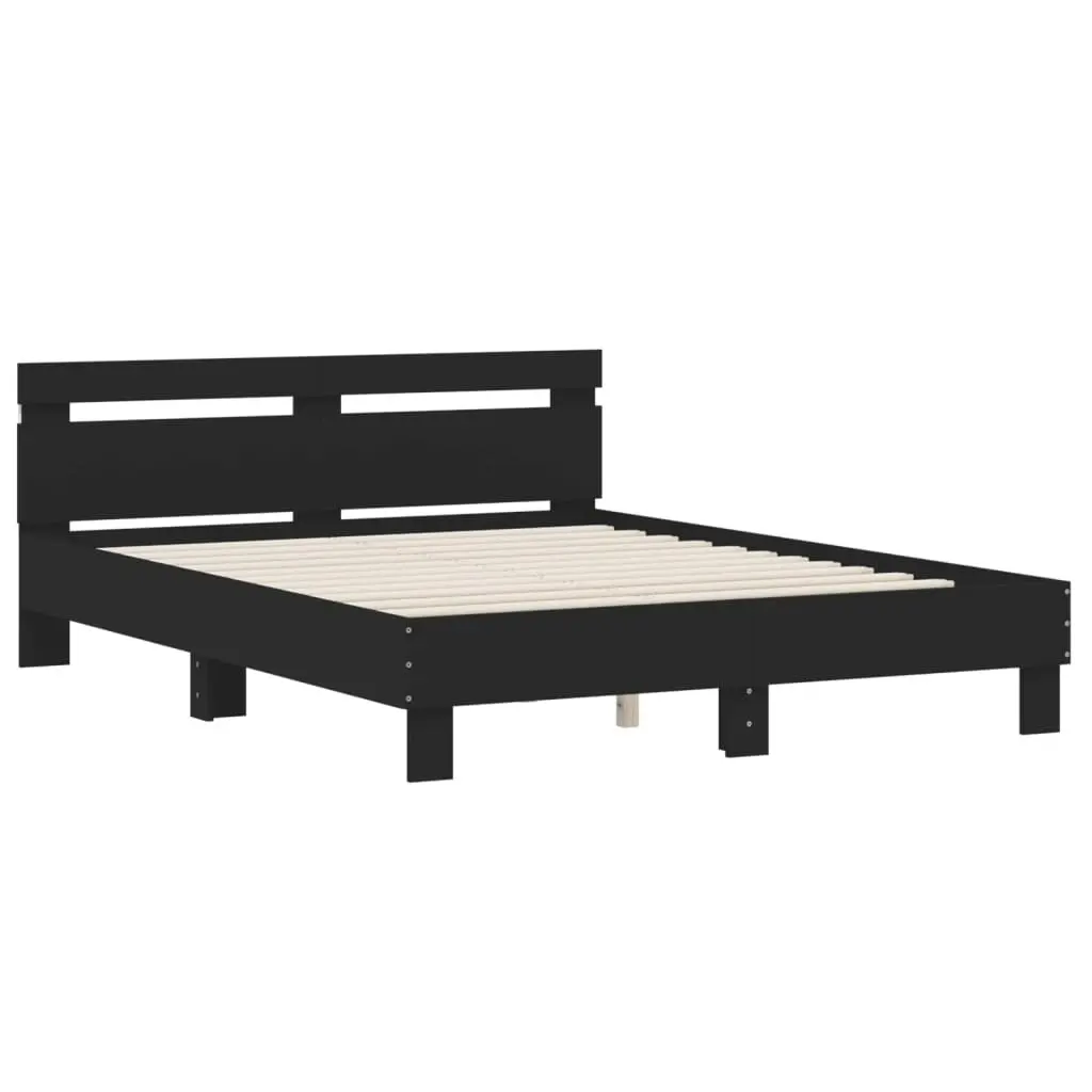 Bed Frame with Headboard and LED Black 150x200 cm 3207540