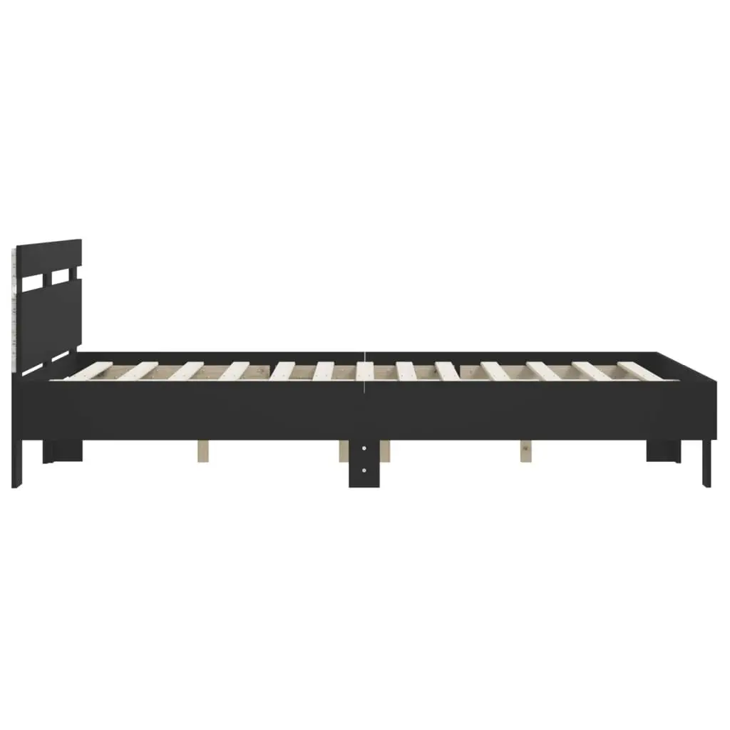 Bed Frame with Headboard and LED Black 150x200 cm 3207540