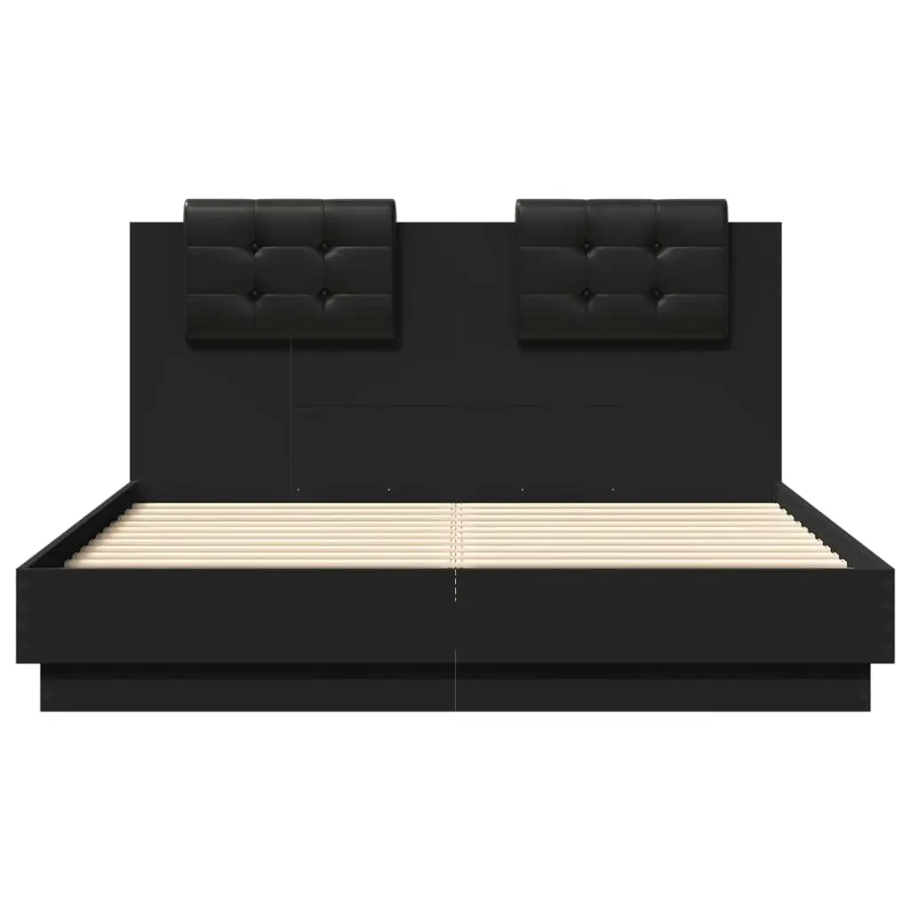 Bed Frame with Headboard and LED Lights Black 135x190 cm 3210046