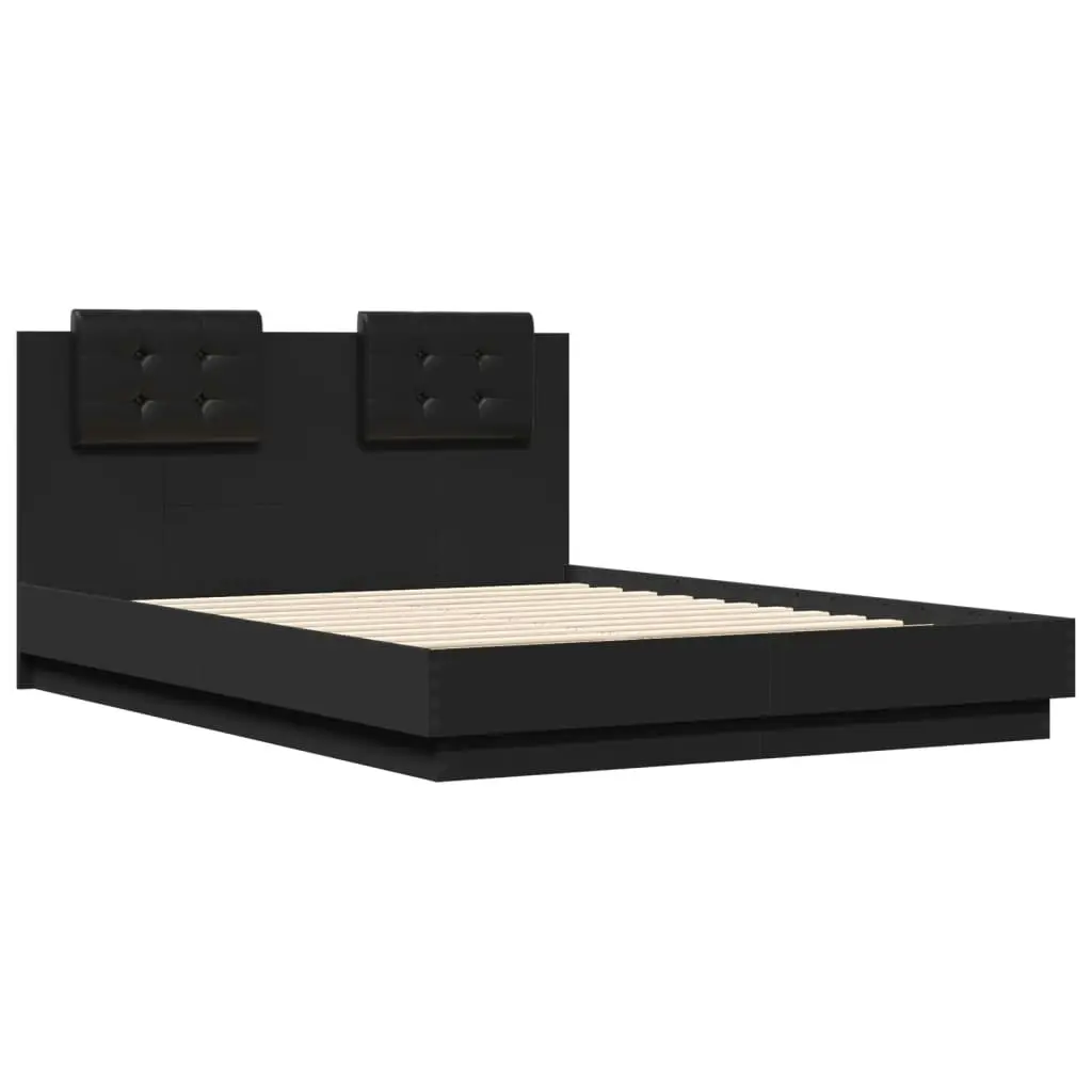 Bed Frame with Headboard and LED Lights Black 135x190 cm 3210046