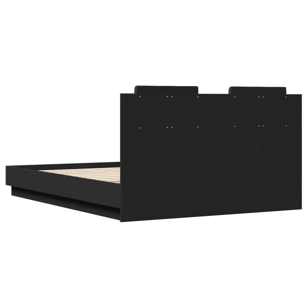 Bed Frame with Headboard and LED Lights Black 135x190 cm 3210046