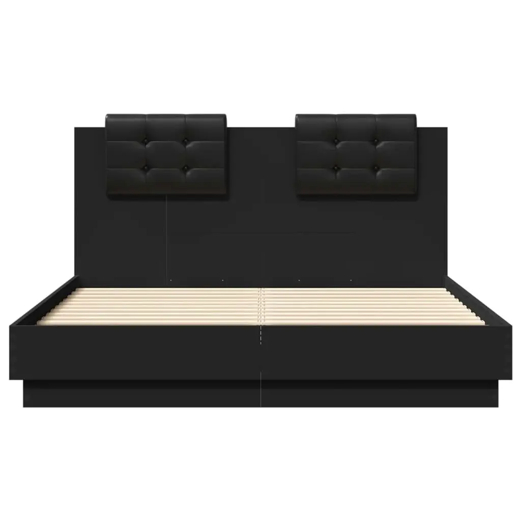 Bed Frame with Headboard and LED Lights Black 135x190 cm 3210046