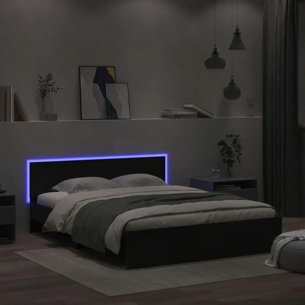 Bed Frame with LED without Mattress Black 150x200 cm 3207603