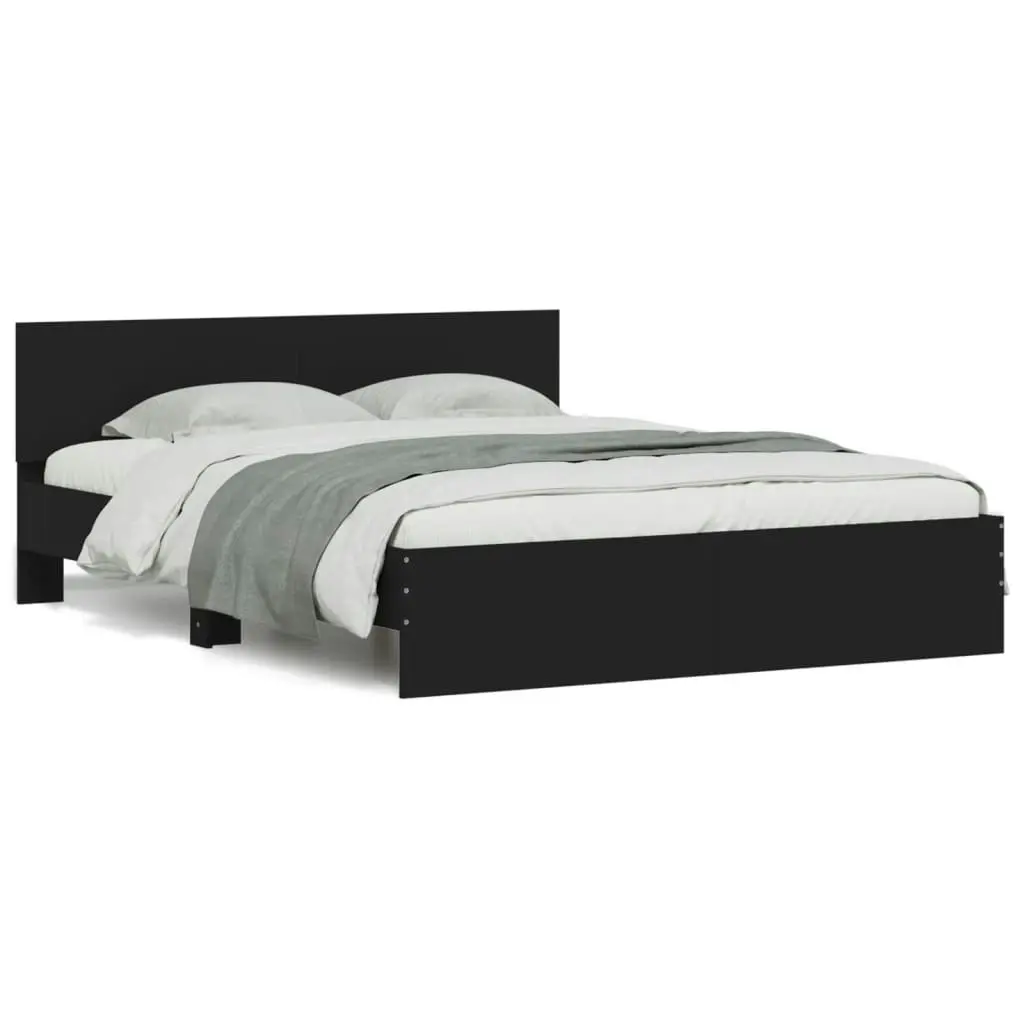 Bed Frame with Headboard and LED Black 150x200 cm 3207603