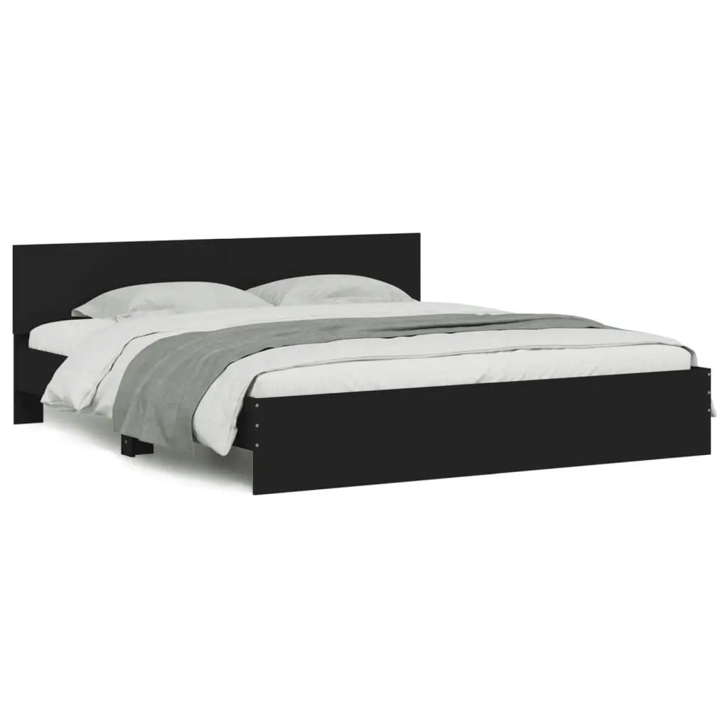 Bed Frame with Headboard and LED Black 183x203 cm King Size 3207589