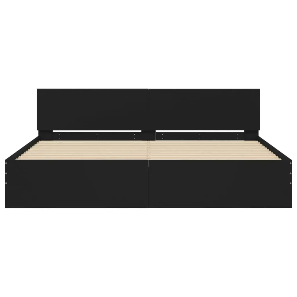 Bed Frame with Headboard and LED Black 183x203 cm King Size 3207589