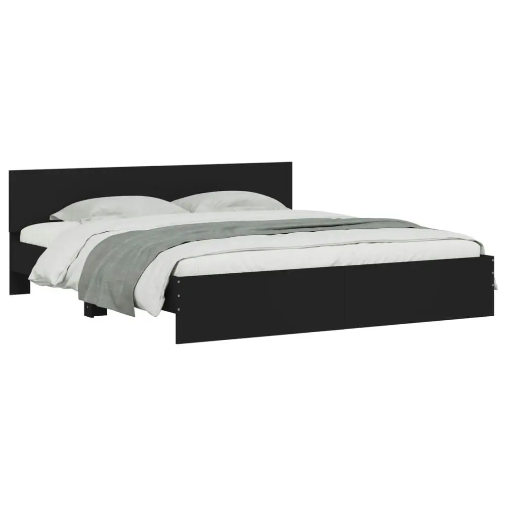 Bed Frame with Headboard and LED Black 183x203 cm King Size 3207589