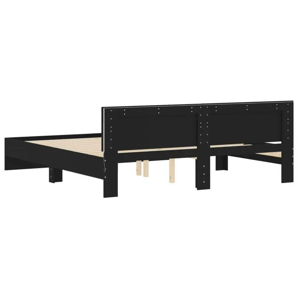 Bed Frame with Headboard and LED Black 183x203 cm King Size 3207589