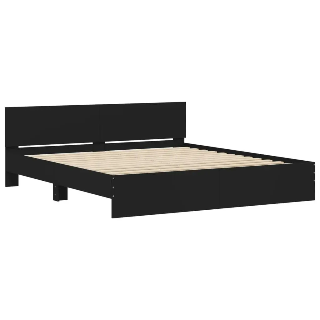 Bed Frame with Headboard and LED Black 183x203 cm King Size 3207589