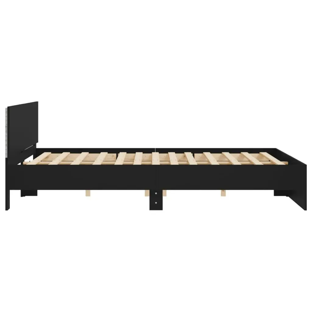 Bed Frame with Headboard and LED Black 183x203 cm King Size 3207589