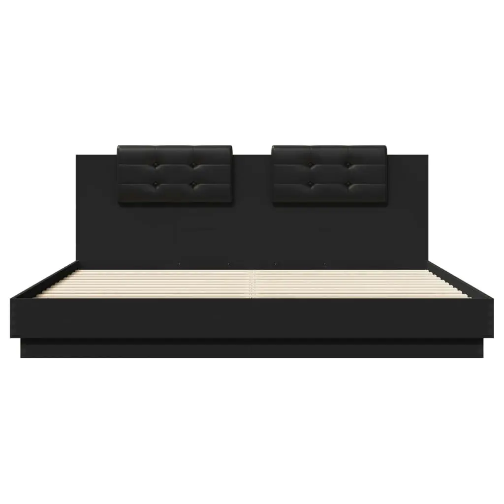 Bed Frame with Headboard and LED Lights Black 183x203 cm King Size 3209990