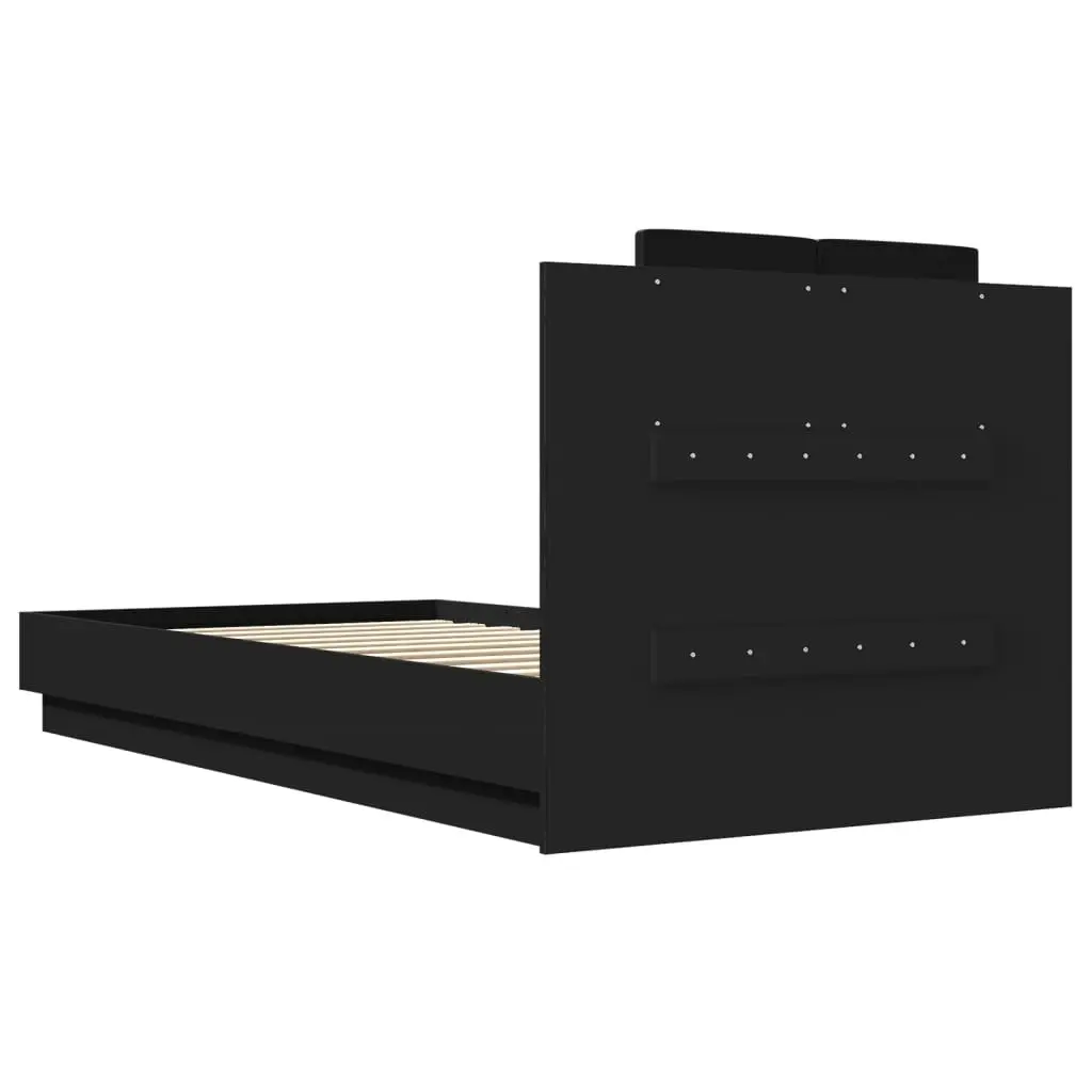 Bed Frame with Headboard and LED Lights Black 90x190 cm 3210060