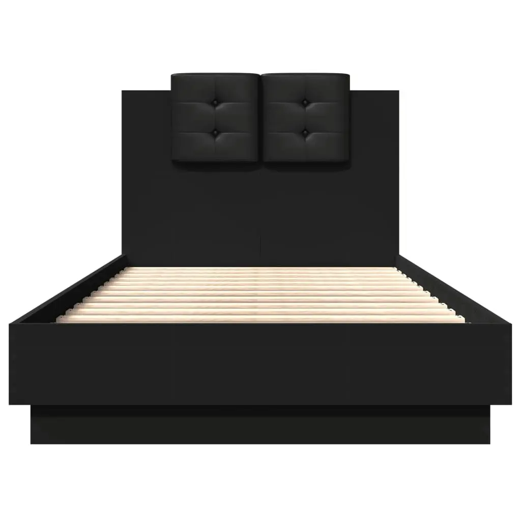 Bed Frame with Headboard and LED Lights Black 90x190 cm 3210060