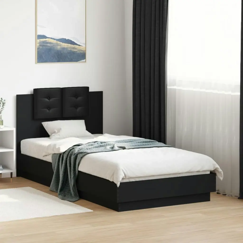 Bed Frame with Headboard and LED Lights Black 90x190 cm 3210060