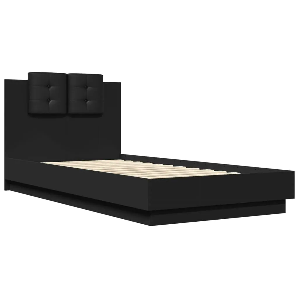 Bed Frame with Headboard and LED Lights Black 90x190 cm 3210060