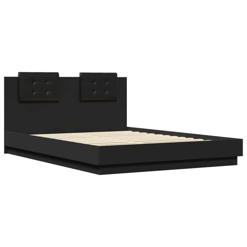 Bed Frame with Headboard and LED Lights Black 150x200 cm 3210004