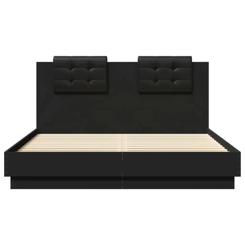 Bed Frame with Headboard and LED Lights Black 150x200 cm 3210004