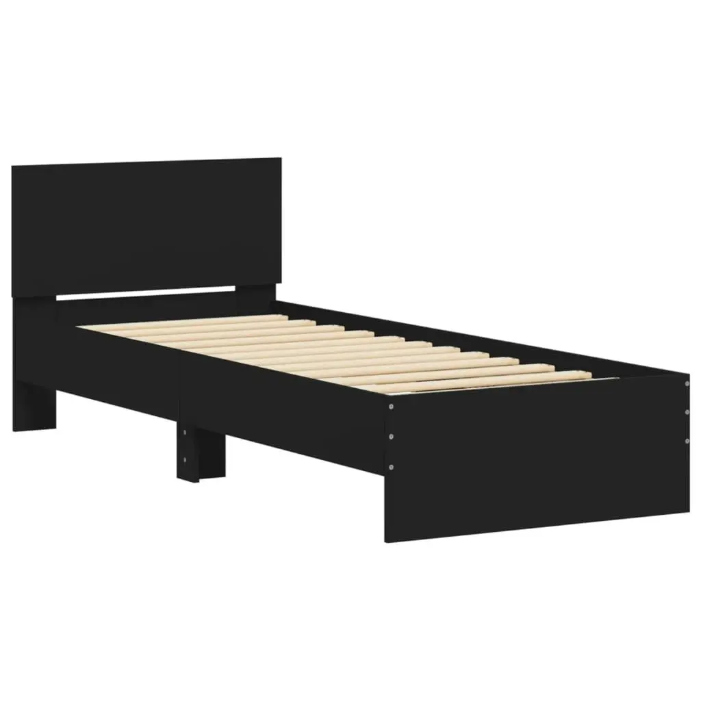 Bed Frame without Mattress with LED Lights Black 90x190 cm 838835