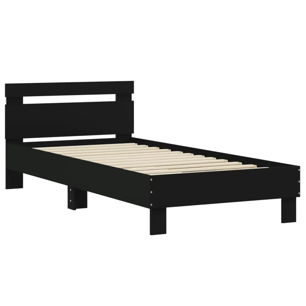 Bed Frame without Mattress with LED Lights Black 90x190 cm 838744