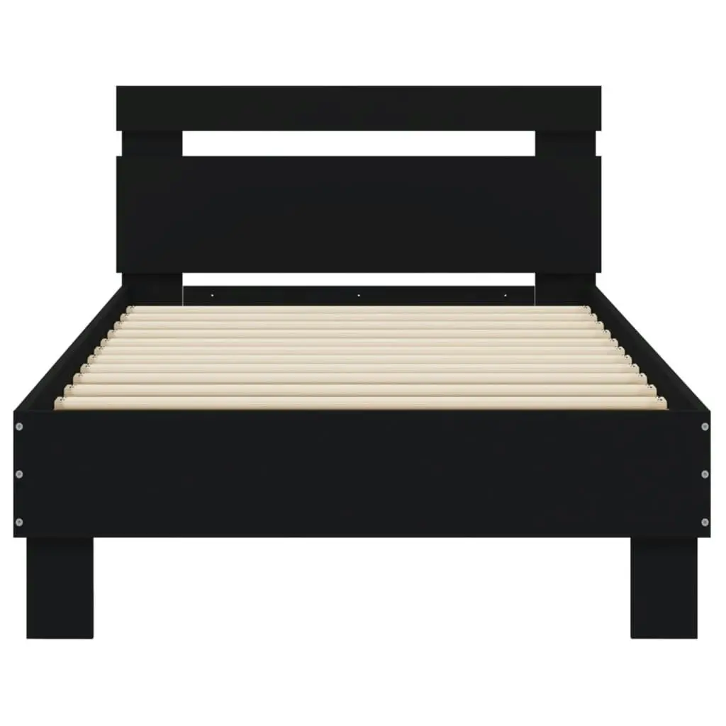 Bed Frame without Mattress with LED Lights Black 90x190 cm 838744