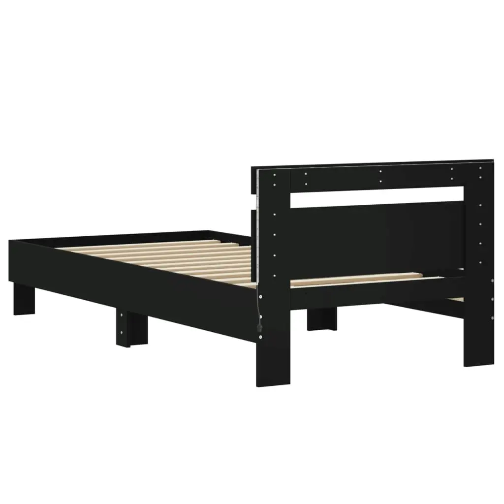 Bed Frame without Mattress with LED Lights Black 90x190 cm 838744