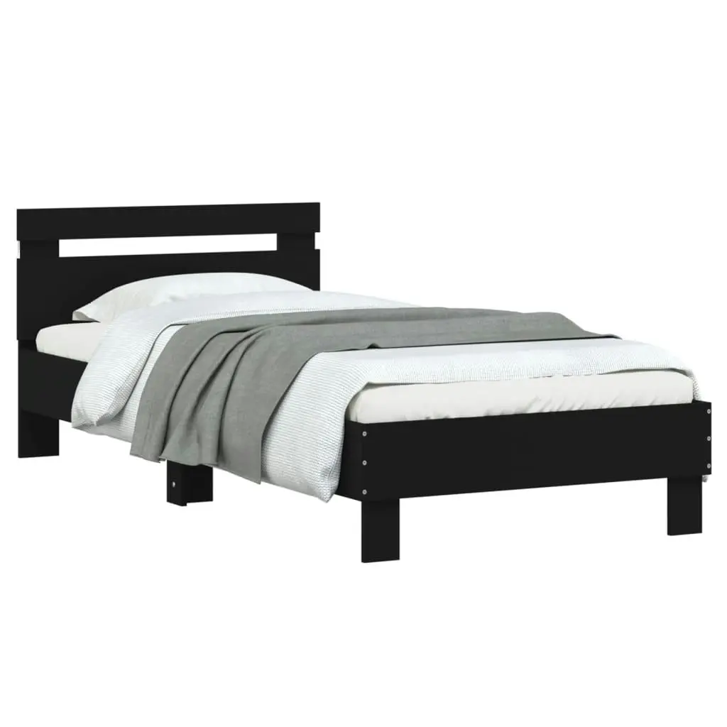 Bed Frame without Mattress with LED Lights Black 90x190 cm 838744