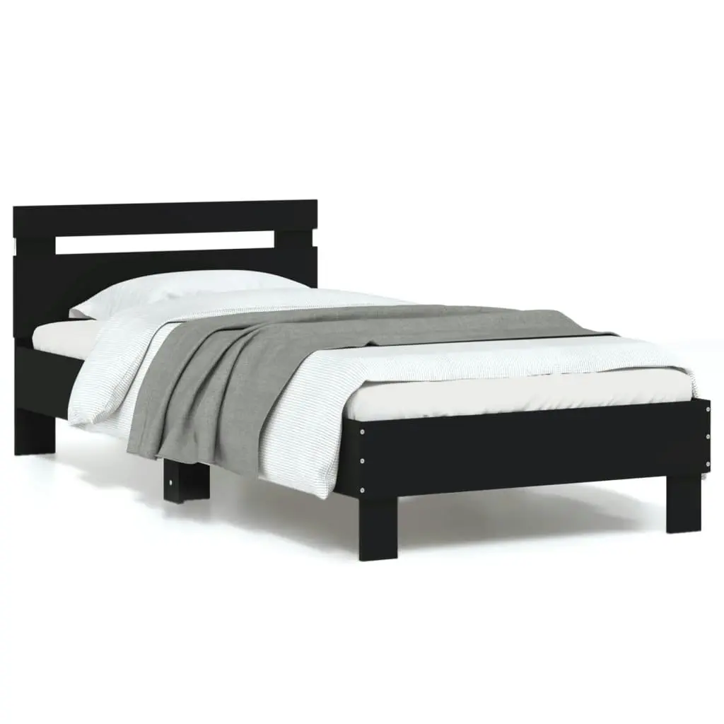 Bed Frame without Mattress with LED Lights Black 90x190 cm 838744