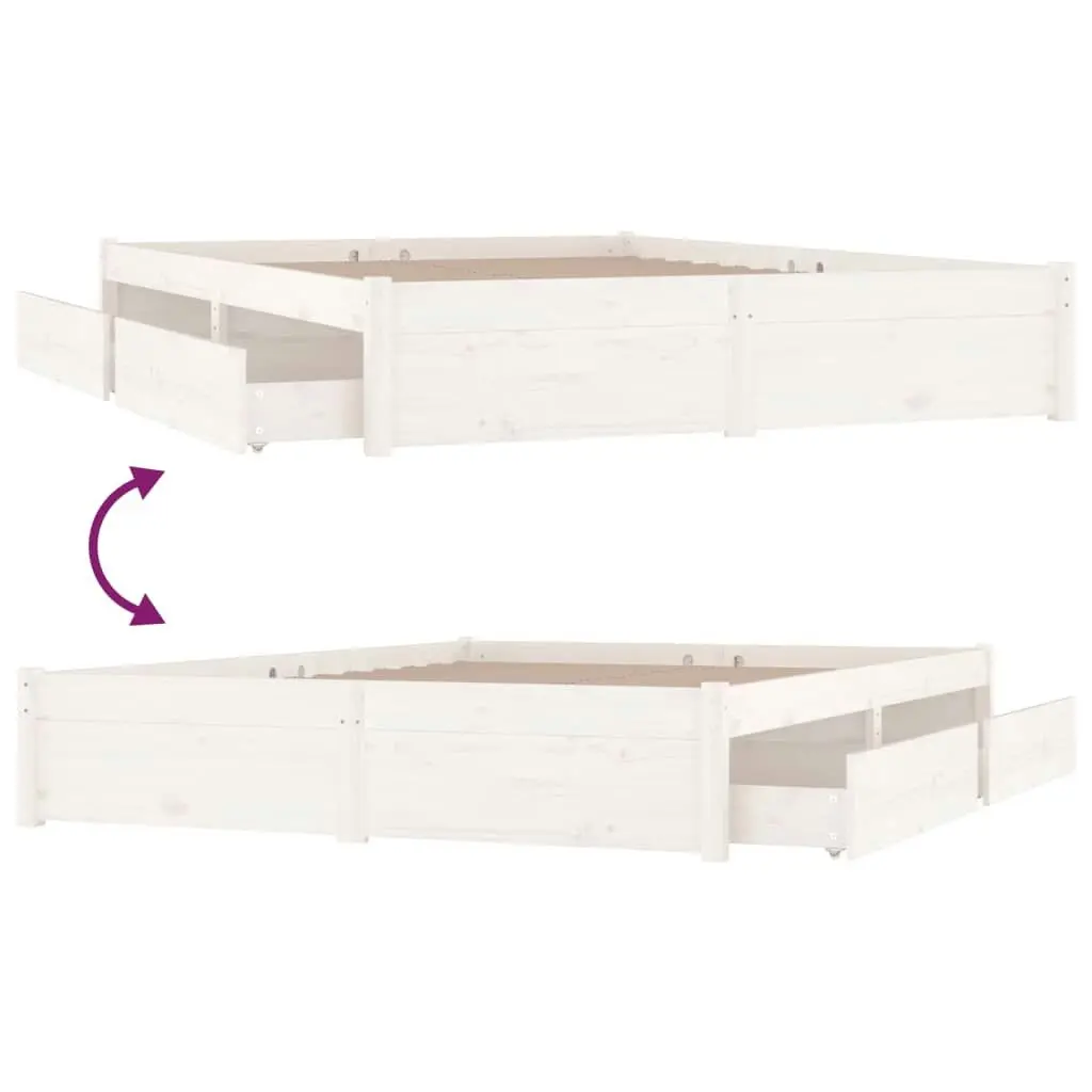 Bed Frame with Drawers White 183x203 cm King Size 3103529