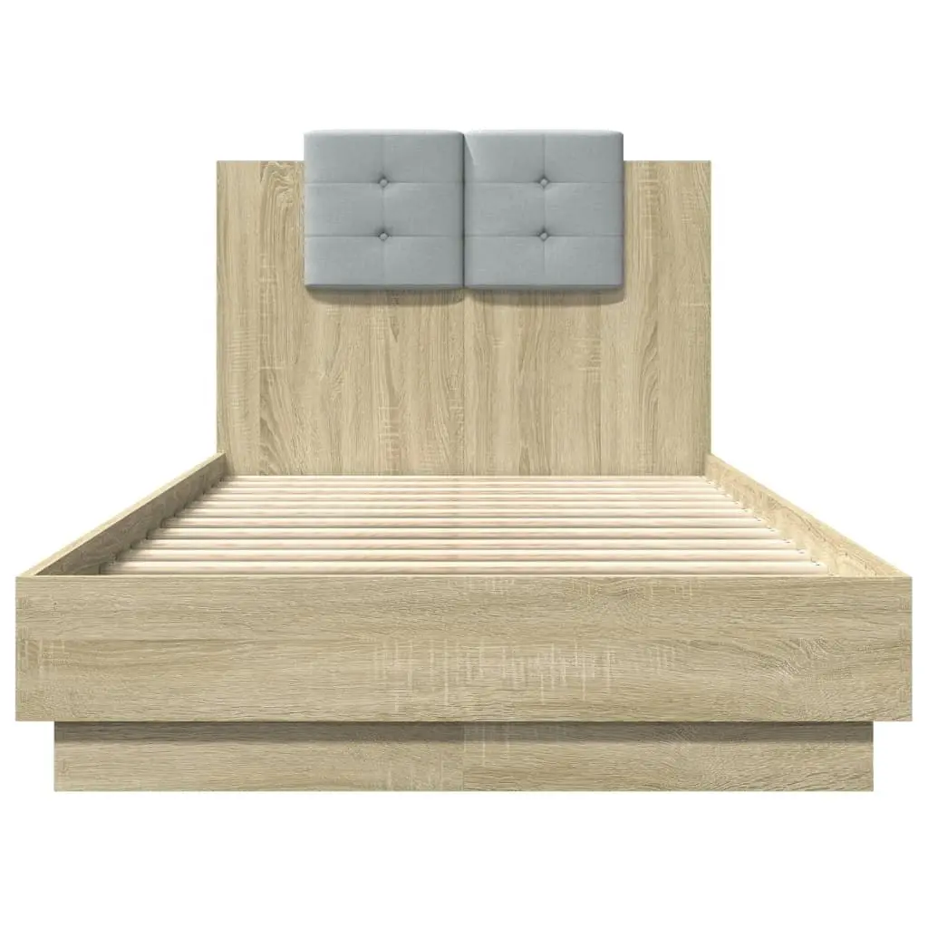 Bed Frame with Headboard and LED Lights Sonoma Oak 90x190 cm 3210061