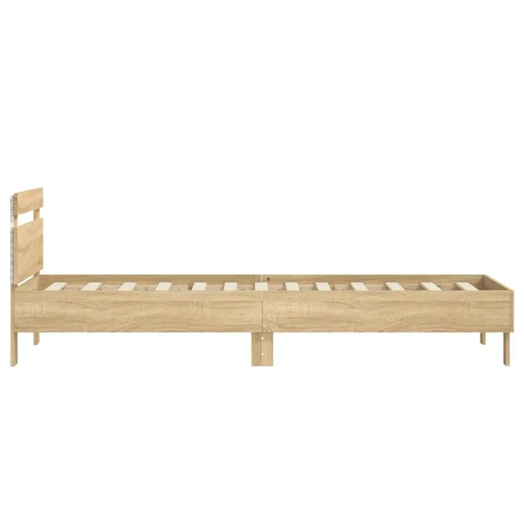 Bed Frame with Headboard and LED Lights Sonoma Oak 90x190 cm 838745