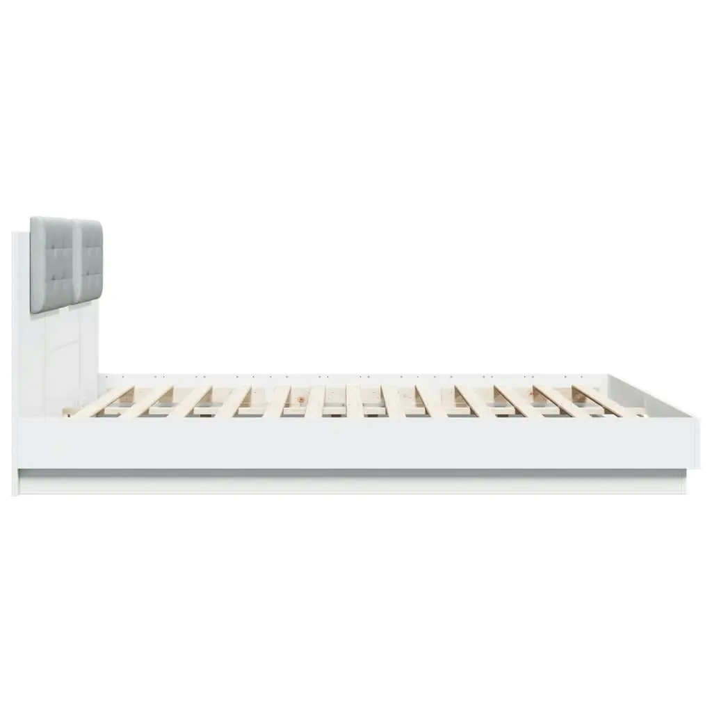 Bed Frame with Headboard and LED Lights White 183x203 cm King Size 3209989