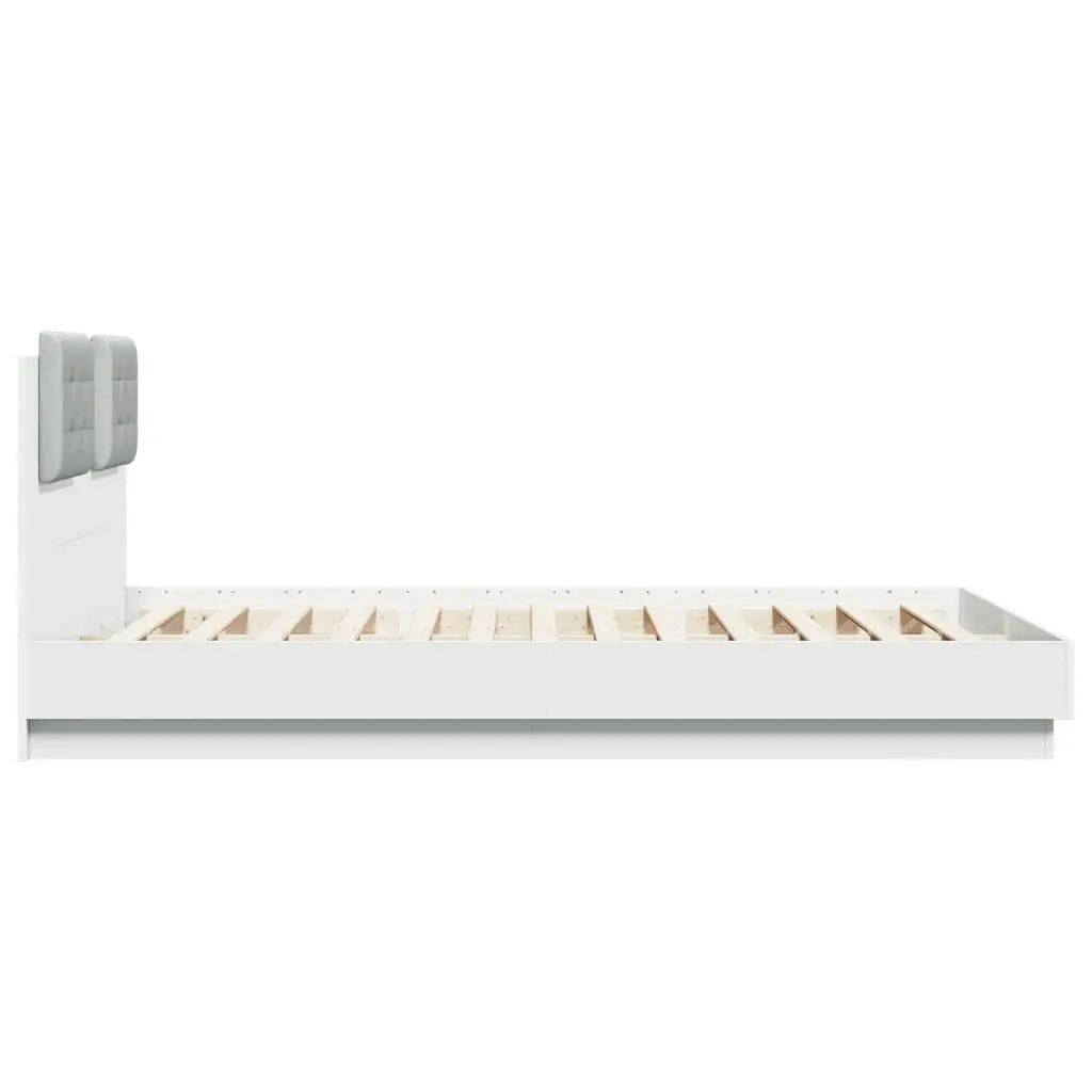 Bed Frame with Headboard and LED Lights White 150x200 cm 3210003