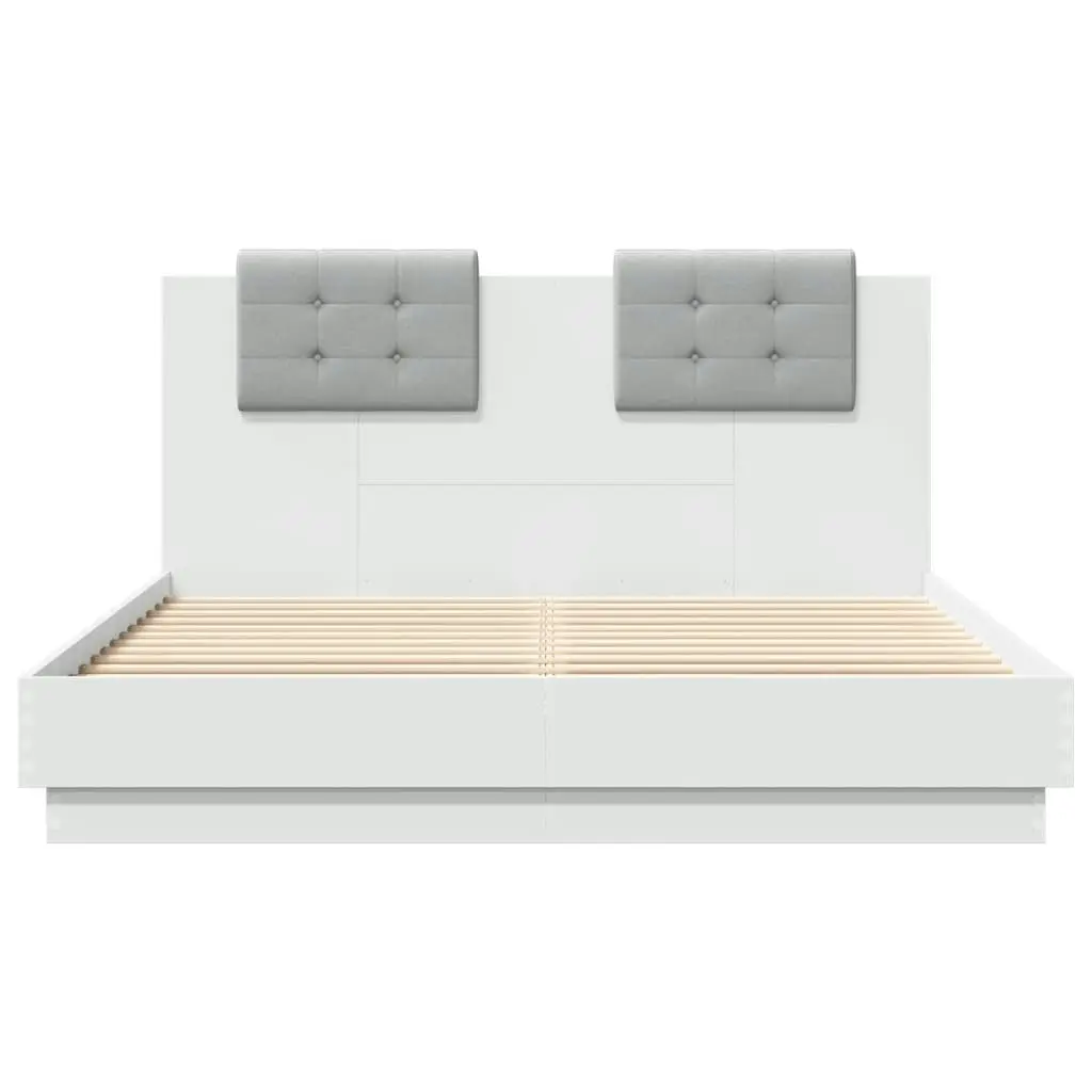 Bed Frame with Headboard and LED Lights White 150x200 cm 3210003