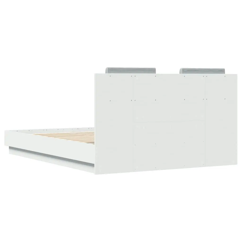 Bed Frame with Headboard and LED Lights White 135x190 cm 3210045