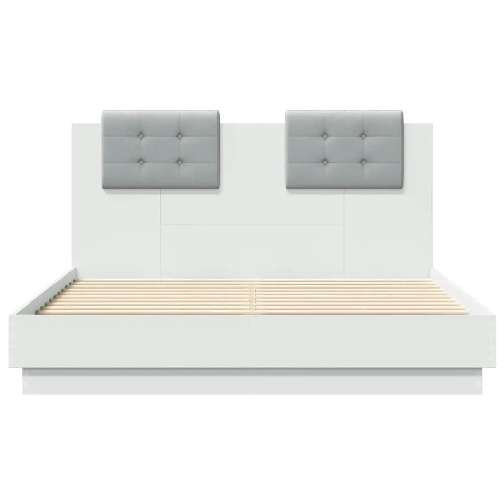 Bed Frame with Headboard and LED Lights White 135x190 cm 3210045