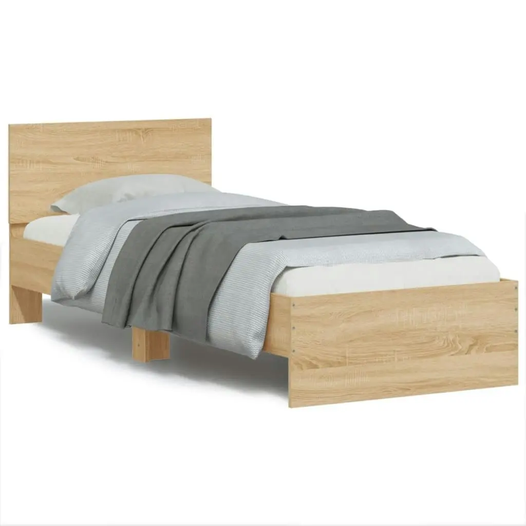 Bed Frame without Mattress with LED Lights Sonoma Oak 90x190 cm 838836