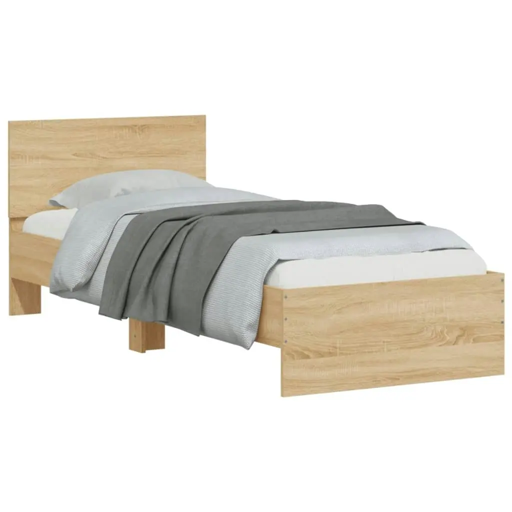 Bed Frame without Mattress with LED Lights Sonoma Oak 90x190 cm 838836