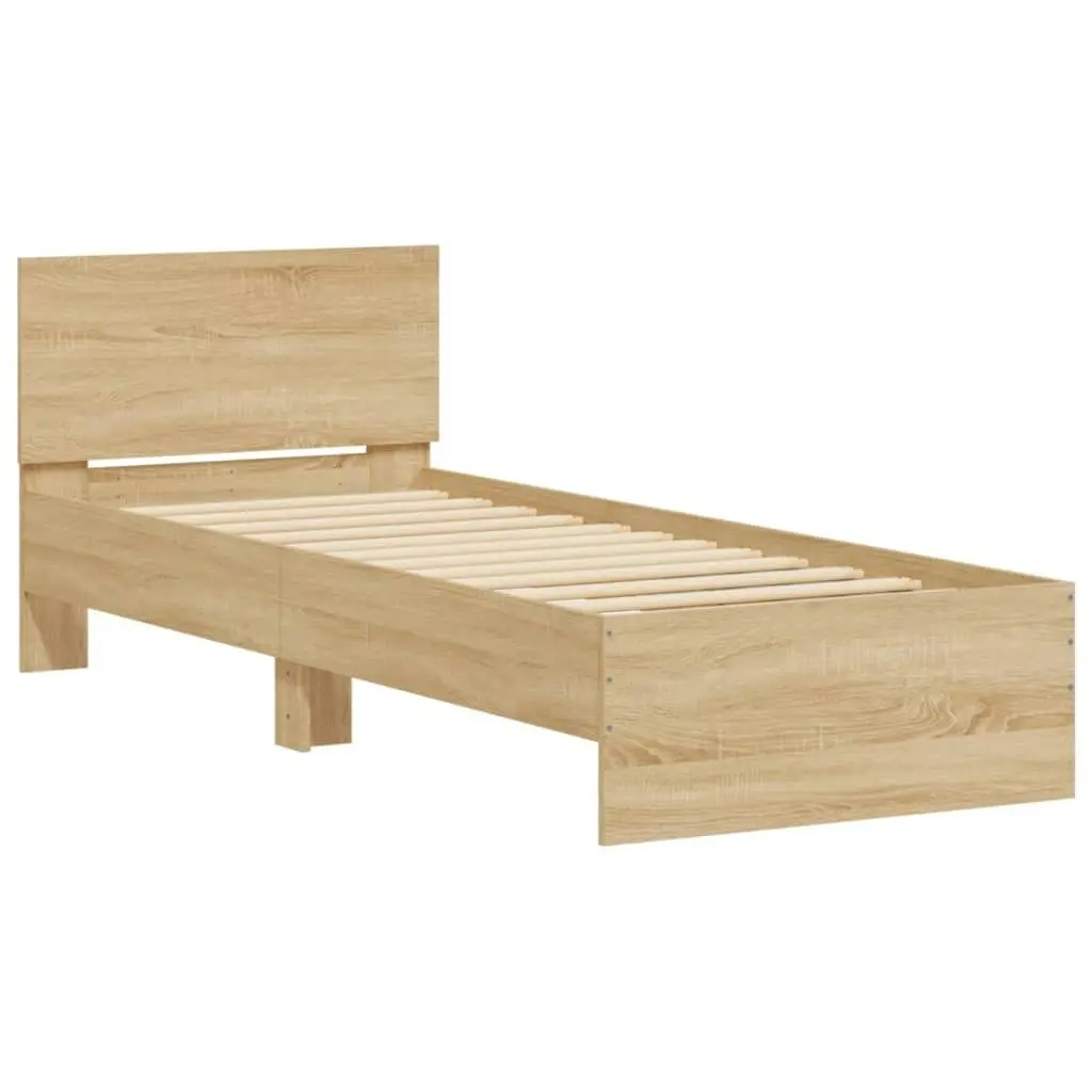 Bed Frame without Mattress with LED Lights Sonoma Oak 90x190 cm 838836